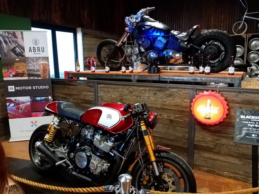 A picture of a motorbike display at a wine farm