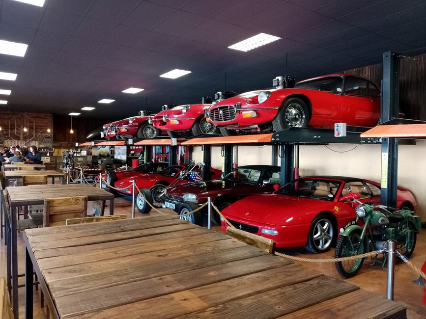 A picture of a sportscar display at a wine farm